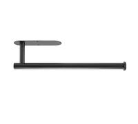 Baxnore Montaje de pared del soporte de toalla de papel, dispensador de rollo de ahorro de espacio de acero inoxidable 304, sin organizador de cocina adhesiva de perforación para e (negro)