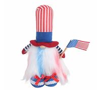 Baxnore Muñeca patriótica de gnomo sin Rostro, decoración de pie con Luces LED, Material plástico Flocado, Colores Brillantes, día de la Independencia, hogar, Oficina, Navidad, DEC (Zapatos Azules)