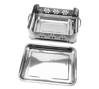 Baxnore Parrilla de acero inoxidable para pescado, carbón, Alcohol, estufa, bandeja rectangular para hornear, para pescado de 2,2 a 4,4 libras, cocina casera comercial, tamaño M (Color natural