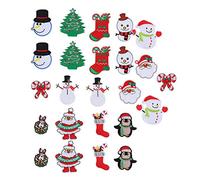 Baxnore Patches de Navidad Palabras de tela de bordado 24 piezas Festivas de bricolaje de bricolaje en apliques de costura para chaquetas de ropa navideña mochilas de muñecas de ni