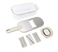 Baxnore Picador de verduras de acero inoxidable de primera calidad con recipiente, 6 cuchillas, cortador manual de alimentos, rallador para cocina, rebanar, cortar en cubitos, trit (3 cuchillas)