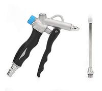Baxnore Plumero de aire industrial Pistola de soplado de polvo neumática ajustable Herramienta de limpieza de compresor de mano G1/4 pulgadas con 2 boquillas y regulador giratorio