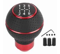 Baxnore Pomo de palanca de cambios de 5 velocidades, aleación de aluminio y cuero, accesorio manual para automóviles, ajuste universal para la mayoría de los coches, SUV, camiones, (C (rojo))