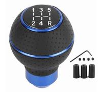 Baxnore Pomo de palanca de cambios de 5 velocidades, aleación de aluminio y cuero, accesorio manual para automóviles, ajuste universal para la mayoría de los coches, SUV, camiones, (B (azul))