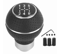 Baxnore Pomo de palanca de cambios de 5 velocidades, aleación de aluminio y cuero, accesorio manual para automóviles, ajuste universal para la mayoría de los coches, SUV, camiones, (A (negro))