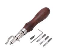 Baxnore Ranuradora de cuero profesional 7 en 1, herramienta multiusos, construcción duradera de metal y madera para proyectos de artesanía en cuero y trabajo de cuero