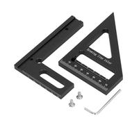 Baxnore Regla de medición de múltiples ángulos 3D 45 90 grados Precisión Aleación de aluminio Carpintería Cuadrado Transportador Mitra para carpinteros Ingenieros DIY 112 mm (Negra)