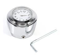 Baxnore Reloj de montaje en manillar de motocicleta que mantiene la hora precisa que brilla en la oscuridad Reloj de choque para motocicletas Cruiser Chopper Esfera blanca cromada