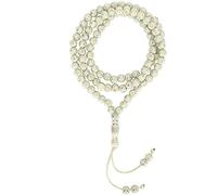 Baxnore Rosario musulmán de cuentas 99 Dhikr Tasbih con grabado de estrella lunar para conteo diario y meditación espiritual (Beige)