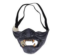 Baxnore Simulación de cara de caballero cinturón ajustable estilo samurái japonés media cara negro Halloween Cosplay Prop para adultos adolescentes fiestas decoraciones de disfrace