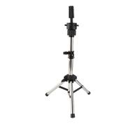 Baxnore Soporte para cabeza de entrenamiento de peluquería profesional, soporte de maniquí de salón ajustable, trípode plateado resistente para práctica de peinado, cosmetología, e