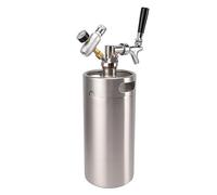 Baxnore Stainless Steel Beer Keg Growler 3.6L Mini Keg System with 60PSI Pressure Gauge Home Beer Dispenser Tap for Parties Bar Events