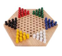 Baxnore Tablero Educativo de Madera Juego de Damas Chinas Halma Juego de Estrategia para la Familia con Pintura ecológica Material de Madera de Caucho Seguro Colores Brillantes Apr