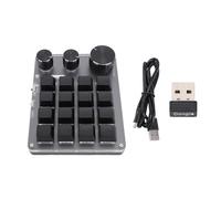 Baxnore Teclado mecánico de 16 Teclas Interruptor Rojo 3 Modos BT 2.4G Macropad Personalizable con Cable con 3 perillas Teclado de Acceso Directo LED programable para Juegos Comput (Negro)