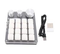 Baxnore Teclado mecánico de 16 Teclas Interruptor Rojo 3 Modos BT 2.4G Macropad Personalizable con Cable con 3 perillas Teclado de Acceso Directo LED programable para Juegos Comput (Blanca)