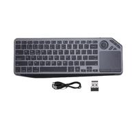 Baxnore Teclado táctil con Panel táctil retroiluminación de 7 Colores 2,4G Teclado de TV de Modo Dual tecla de Acceso rápido Multimedia para Cine en casa Oficina