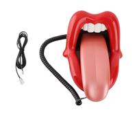 Baxnore Teléfono con Labios Rojos Novedad Teléfono Fijo con Lengua Grande Teléfono con Cable Divertido en Forma de Labios con luz LED para decoración de Fiesta en la Oficina en CAS