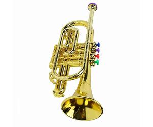 Baxnore Trompeta Dorada con 4 Teclas de Colores: Instrumento Musical Educativo para el Entrenamiento de la coordinación y la producción de un Sonido de Trompeta auténtico. Fabricad