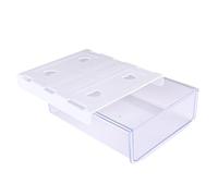 Baxnore Under Desk Drawer Self Adhesive Space Saving Organizer Box for Office Kitchen Premium Plastic 21 x 17.5 x 6.5cm (Transparent White)