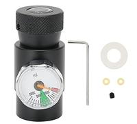 Baxnore Válvula adaptadora de recarga de CO2 ajustable, manómetro ASA de 3000 psi, cabeza macho de 8 mm con pantalla de filtro, aleación de aluminio negra para carbonatación de ref