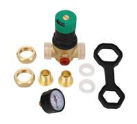 Baxnore Válvula reguladora de presión de agua de latón resistente con medidor de 0-60 Mpa, reductor de presión de agua ajustable para purificador, calentador, grifo, solar, calent (1/2 pulgada