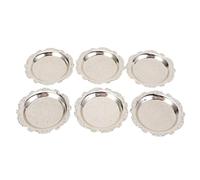 Baxnore Vintage Metal Appetizer Trays 6PCS Zinc Alloy Decorative Serving Plates with Carved Leaf Design for Candy Snacks Party Tableware Silver 9cm