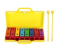 Baxnore Xilófono de 8 notas Glockenspiel Instrumento musical para Error 2029 Percusión educativa para principiantes con 2 baquetas Caja de almacenamiento Barras de aluminio colorid