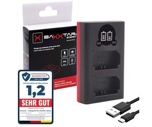 Baxxtar 18582 USB Cargador de batería NP-FZ100 (Dual LCD USB-C Micro-USB) Compatible con Sony Alpha 6600 6700 A6600 A6700 A1 A9 A7 III IV A7R 7CR 7S 7R A7III R3 R4 FX3 FX30 A7C2 A7R