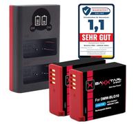 Baxxtar 2X DMW-BLG10E BLG10 batería con Cargador USB (Doble LCD) Compatible con Panasonic DMW-BLE9 Lumix DC GX9 G110 G100 TZ202 TZ101 TZ99 TZ91 GF3 GF5 GX7 GX80 LX100 II ZS70 ZS110