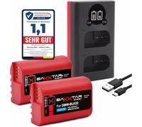 Baxxtar 2X DMW-BLK22 batería 2600mAh con Cargador Dual (LCD USB-C Micro-USB) Compatible con Lumix DC S5 S5II S5II-X S5IIX S5K G9 GH5 GH5II GH5S GH6 GH7