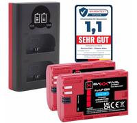 Baxxtar 2X LP-E6N Batería 2400mAh con Cargador Dual (LCD USB-C Micro-USB) Compatible con Canon EOS 5D Mark II III IV 5DS R R5 6D 7D 60D 70D 80D 90D XC10 XC15 XC 10 15 WFT-E5 E7 LP-E6 LPE6N LP E6N