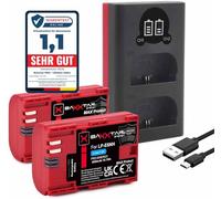 Baxxtar 2X MaxProtect Batería LP-E6NH (2600mAh) Sensor NTC Carcasa V1 con Cargador 18602 Mini USB LCD Compatible con Canon EOS R5 R6 R6II R7 5D Mark II III 5DS 6D 7D 60D 70D 80D 90D XC10 XC15
