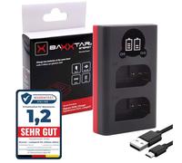 Baxxtar Dual LCD Cargador USB-C/Micro-USB para Panasonic DMW-BLK22 Batería | Compatible: Panasonic Lumix DC-S5/S5II/S5IIX/S5K, S9, G9/G9II, GH5/GH5II