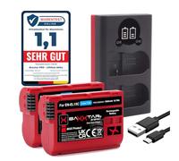 Baxxtar MaxProtect 2X EN-EL15c batería 2600mAh, NTC-Sensor, V1 Carcasa de protección con Cargador Dual (LCD USB-C Micro-USB) Compatible con Nikon Z5 Z6 Z6II Z7 Z7II Z8 D800 D7000 D7100 D7200 D7500