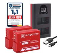 Baxxtar Pro (2X) Compatible con batería Panasonic DMW BLC12 E - Mini 1856 LCD Dual Cargador - (Entrada USB-C y MicroUSB)