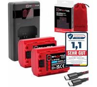 Baxxtar Set - 2X NP-FZ100 Batería 2600mAh con PD Cargador USB-C, LCD QC/PD | Compatible: Sony Alpha 7, A9 II, ILCE A6600, A6700, A7 III, A7 IV, A7C II, A7CR, A7S III, A7R III, A7R IV, A7R V, A7R3
