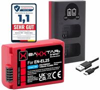 Baxxtar Set - EN-EL25 Batería 1350mAh con Cargador 19112 USB-C Dual LCD | Compatible: Nikon Z30, Z50 II, Z fc
