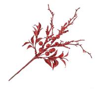 Bayas artificiales de Navidad con tallos de bayas con purpurina, tallo de alambre flexible para guirnalda navideña y corona festiva, bayas de espuma carmesí para colgar en el árbol de Navidad (rojo)