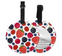 Bayas maduras que caen Frambuesas,Etiquetas de equipaje de cuero sintético con nombre, etiquetas de viaje duraderas, 2 unidades