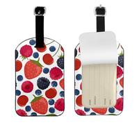 Bayas maduras que caen Frambuesas,Etiquetas de equipaje de cuero sintético con nombre, etiquetas de viaje duraderas, 2 unidades