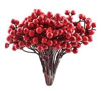 Bayas rojas decorativas árbol de Navidad ramita de bayas artificiales, 20 unidades ramas de bayas de Navidad, decoración para árbol de Navidad, decoración de invierno (240 bayas)