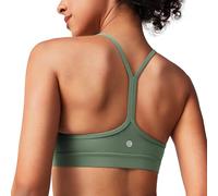 BAYDI Clouduxi Sujetador deportivo para mujer, agarre ligero, sin aros, acolchado con almohadillas extraíbles, espalda en Y con tirantes finos para yoga, pilates y uso diario, gris oliva, XL