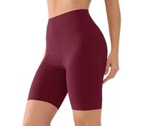 BAYDI Creamlush Pantalones de ciclismo para mujer, 20 cm, cómodos, cortos, pantalones deportivos con cintura alta, para yoga, pilates, tiempo libre, uso diario, 1 Pack - Borgoña, S-M