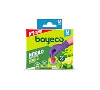 Bayeco - Guantes de nitrilo desechables Morados - Talla M - Pack 20 uds - Sin polvo y sin Látex - Texturizados para mayor agarre