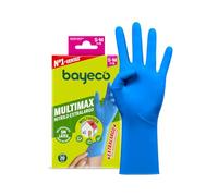Bayeco Multimax- Guantes de nitrilo extralargo - color azul - 20 unidades - Desechable - Ambidiestro- tallas S/M