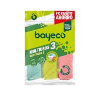 Bayeco - Pack Bayetas Multiusos - 100% Microfibra - Todo tipo de superficies - Gran capacidad de absorción y acabados sin marcas ni pelusas, sólo con agua , 3 Unidades ( Paquete de 1)