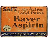 Bayer Aspirin Safe For Pain - Cartel decorativo para patio al aire libre (20,3 x 30,5 cm)