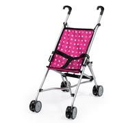 Bayer: Buggy paraguas para paraguas - lunares de color rosa y blanco Hot Pink - Accesorio para muecas de hasta 18 """" Diseo plegable Cinturn de seg