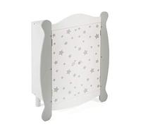 Bayer Chic 2000-519 95 - Armario para muñecas con barra y perchas, armario para muñecas, mueble para muñecas, estrellas, gris