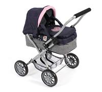 Bayer Chic 2000 555 26 - Cochecito de muñecas Smarty, para niños a Partir de 2 años, Melange Gris-Azul Marino, 56 x 37 x 56 cm